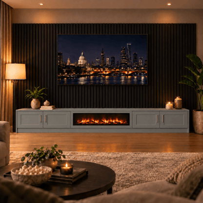 Ollerton Shaker Fireplace Media Wall Unit - Large 60" Fire 19 - Online Bedrooms
