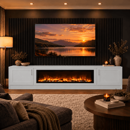 Ollerton Shaker Fireplace Media Wall Unit - Large 60" Fire 4 - Online Bedrooms