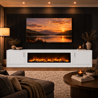 Ollerton Shaker Fireplace Media Wall Unit - Large 60" Fire 5 - Online Bedrooms