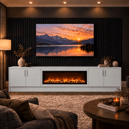 Ollerton Smooth Fireplace Media Wall Unit - 40" Fire 11 - Online Bedrooms