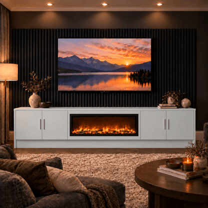Ollerton Smooth Fireplace Media Wall Unit - 40" Fire 18 - Online Bedrooms