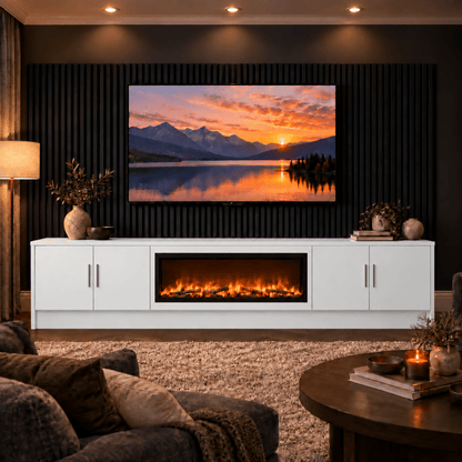 Ollerton Smooth Fireplace Media Wall Unit - 40" Fire 20 - Online Bedrooms