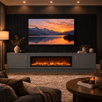Ollerton Smooth Fireplace Media Wall Unit - 40" Fire 3 - Online Bedrooms