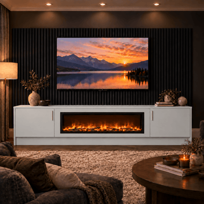 Ollerton Smooth Fireplace Media Wall Unit - 40" Fire 4 - Online Bedrooms