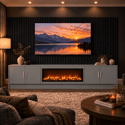 Ollerton Smooth Fireplace Media Wall Unit - 40" Fire 19 - Online Bedrooms