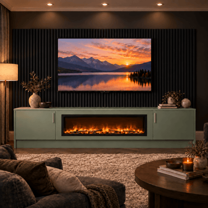 Ollerton Smooth Fireplace Media Wall Unit - 40" Fire 1 - Online Bedrooms