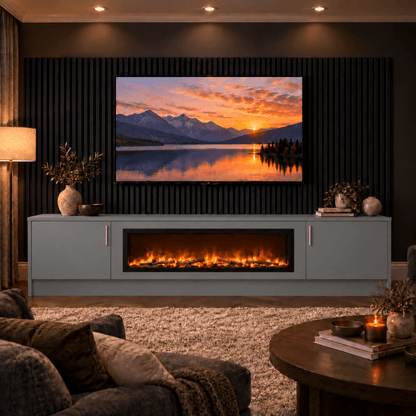 Ollerton Smooth Fireplace Media Wall Unit - 40" Fire 5 - Online Bedrooms