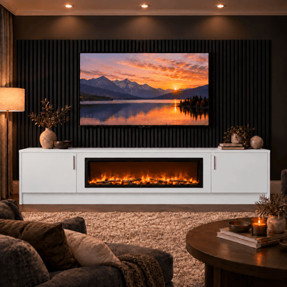 Ollerton Smooth Fireplace Media Wall Unit - 40" Fire 6 - Online Bedrooms