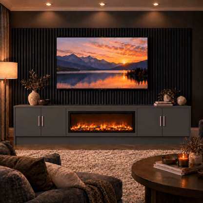 Ollerton Smooth Fireplace Media Wall Unit - 40" Fire 17 - Online Bedrooms