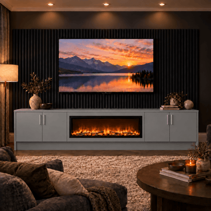 Ollerton Smooth Fireplace Media Wall Unit - 40" Fire 12 - Online Bedrooms