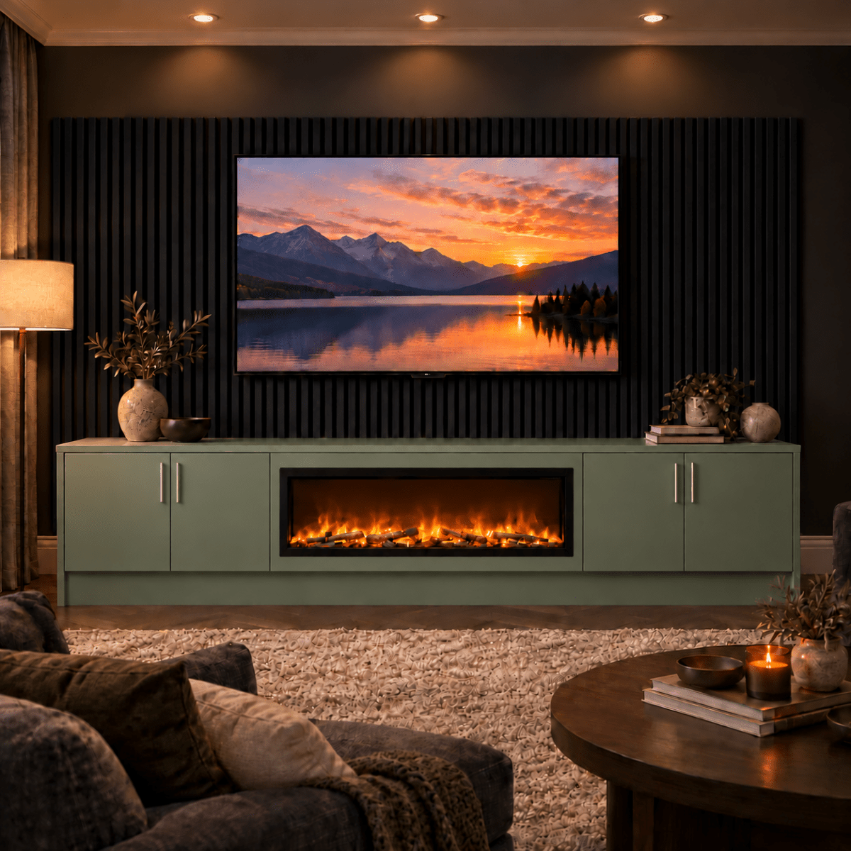 Ollerton Smooth Fireplace Media Wall Unit - 40" Fire 8 - Online Bedrooms