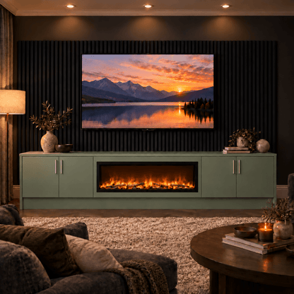 Ollerton Smooth Fireplace Media Wall Unit - 40" Fire 8 - Online Bedrooms