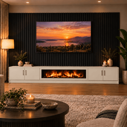 Ollerton Smooth Fireplace Media Wall Unit - Large 60" Fire 9 - Online Bedrooms