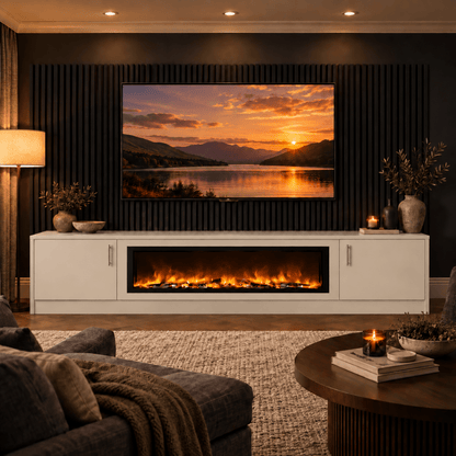 Ollerton Smooth Fireplace Media Wall Unit - Large 60" Fire 2 - Online Bedrooms