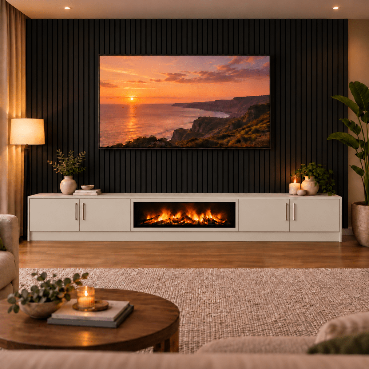 Ollerton Smooth Fireplace Media Wall Unit - Large 60" Fire 16 - Online Bedrooms