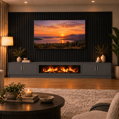Ollerton Smooth Fireplace Media Wall Unit - Large 60" Fire 10 - Online Bedrooms