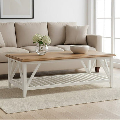 Parkside Natural Oak Wood Top Rectangular Coffee Table 1 - Online Bedrooms