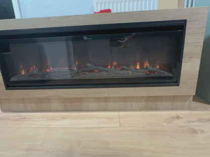 40" Fireplace Media Wall Entertainment with Smooth Door Base & Double Shelving Unit - For Up to 100" TVs