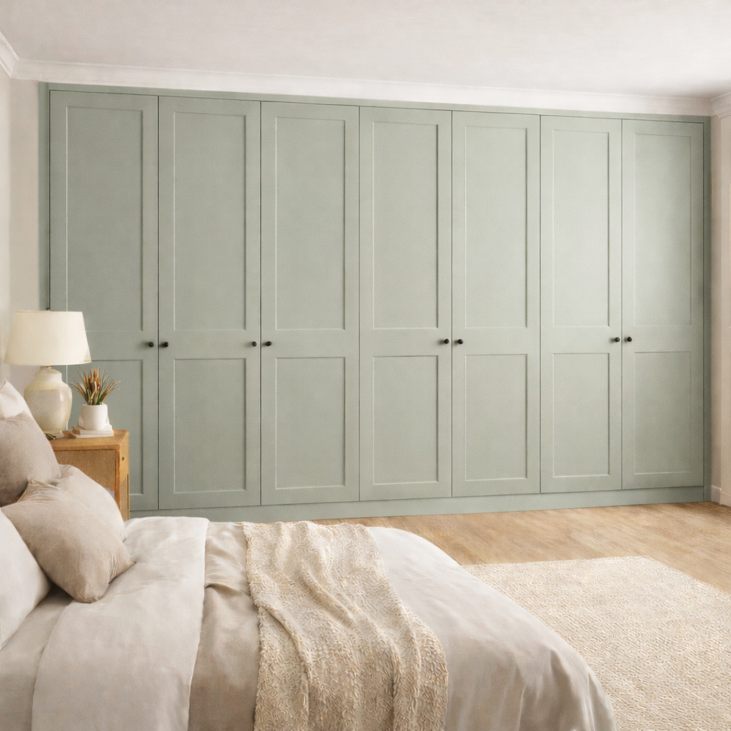 7 Door 2 Panel Shaker Front Frame Fitted Wardrobe - Widths Available 3801 - 4400mm