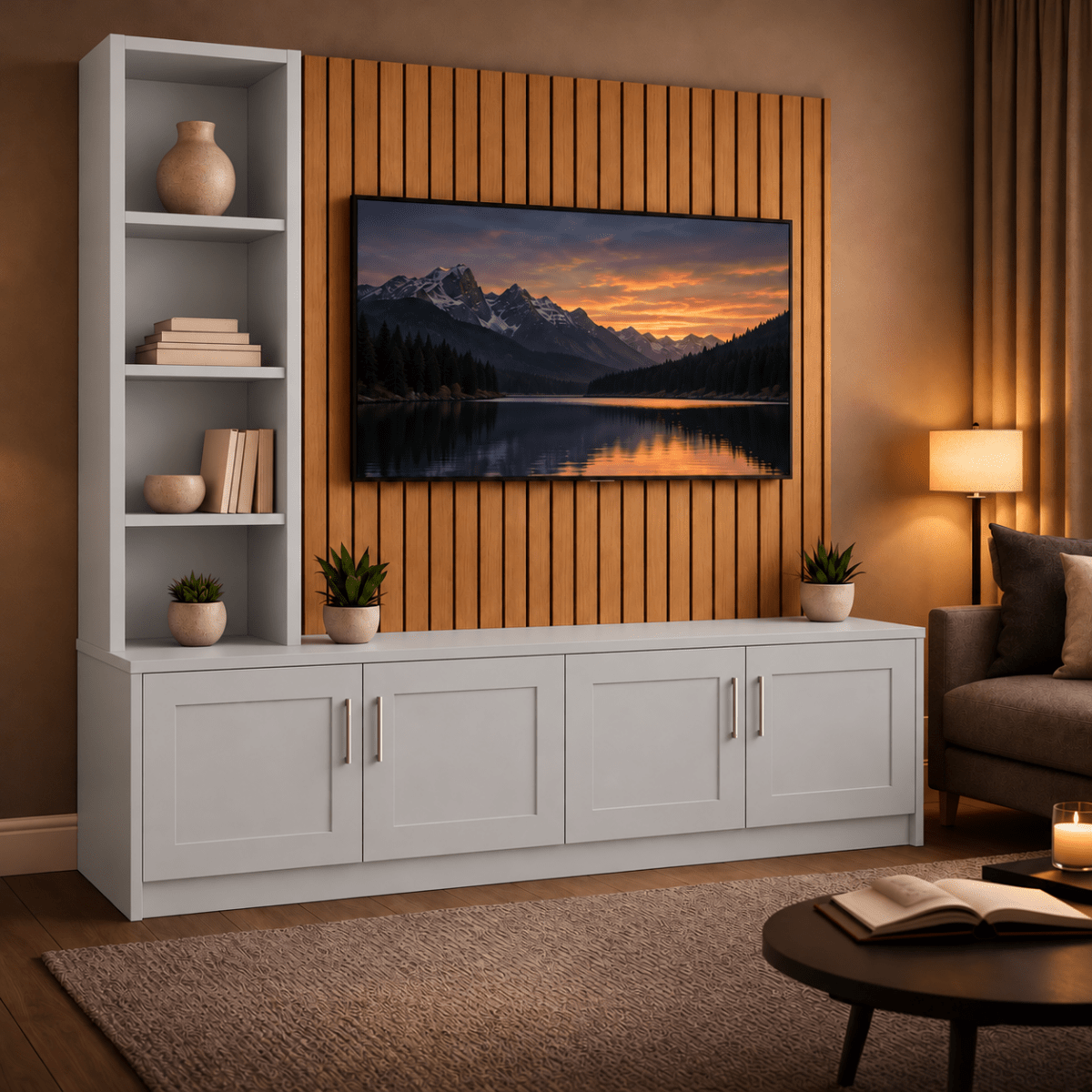 Shire Shaker Media Wall Unit - Left Hand Bookcase 4 - Online Bedrooms
