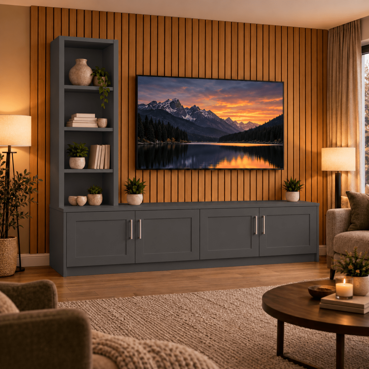 Shire Shaker Media Wall Unit - Left Hand Bookcase 10 - Online Bedrooms