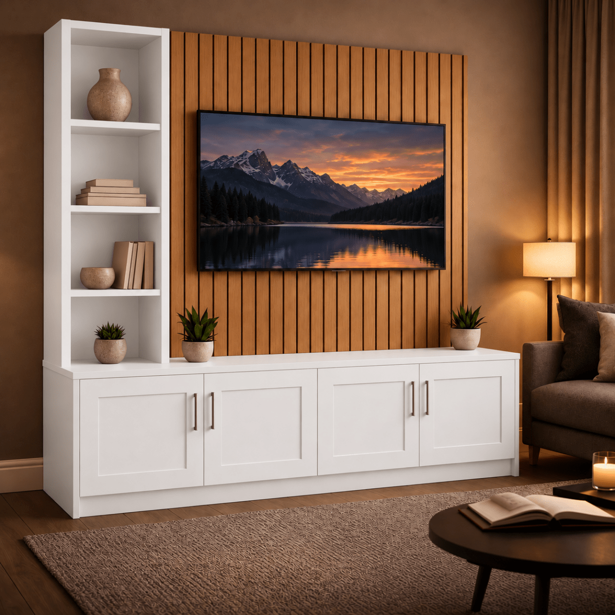 Shire Shaker Media Wall Unit - Left Hand Bookcase 2 - Online Bedrooms