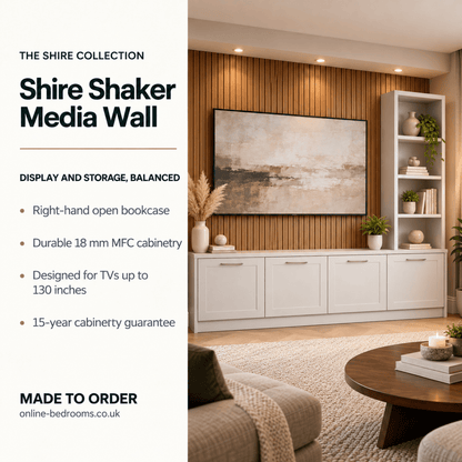 Shire Shaker Media Wall Unit - Right Hand Bookcase 2 - Online Bedrooms