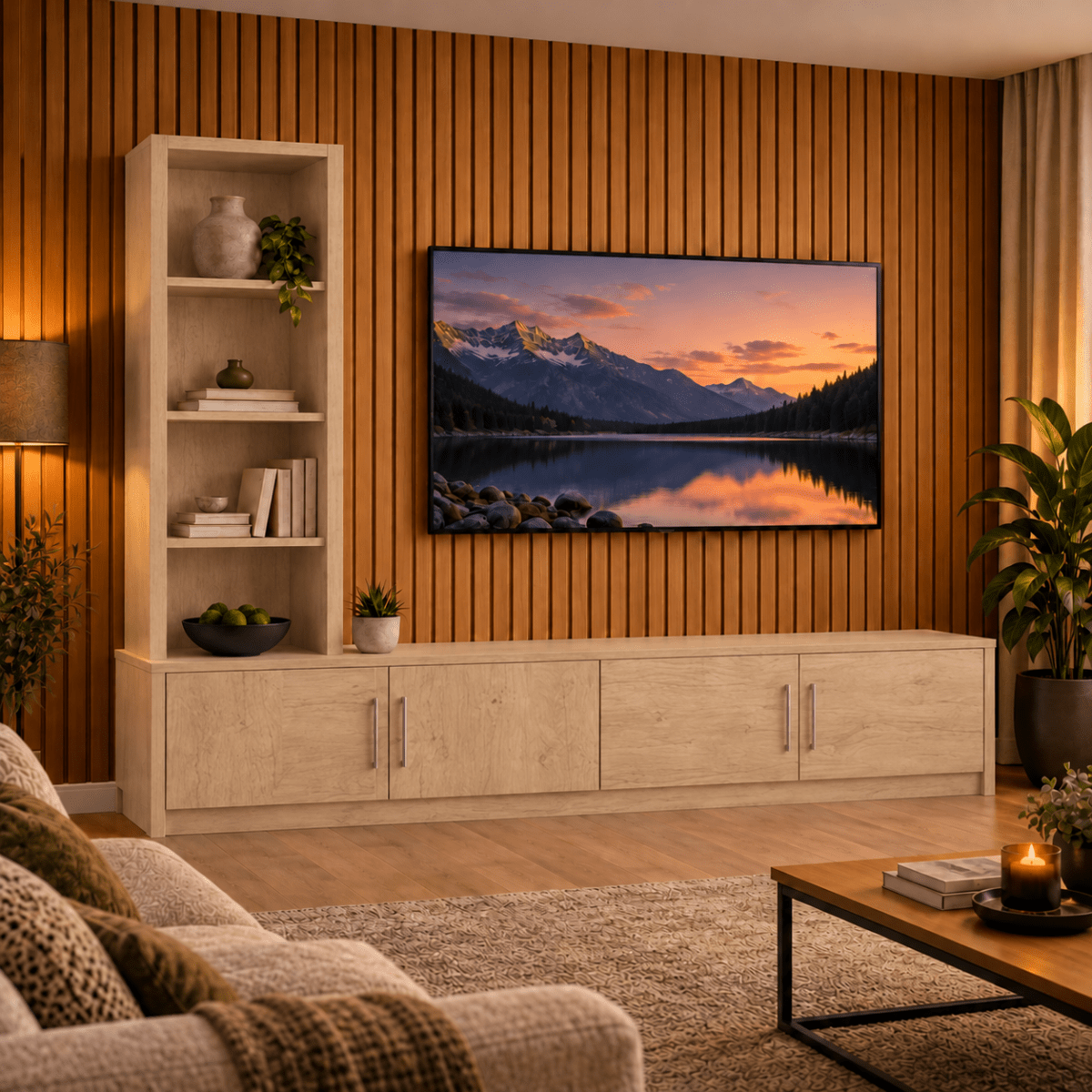 Shire Smooth Media Wall Unit - Left Hand Bookcase 15 - Online Bedrooms
