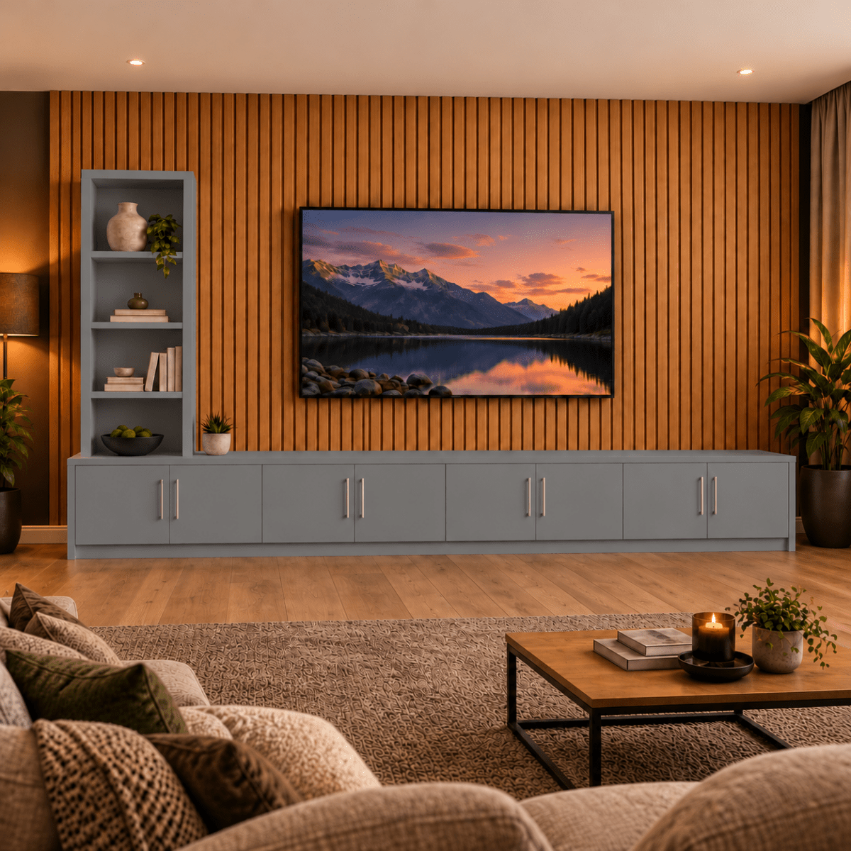 Shire Smooth Media Wall Unit - Left Hand Bookcase 55 - Online Bedrooms