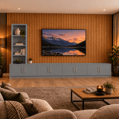 Shire Smooth Media Wall Unit - Left Hand Bookcase 55 - Online Bedrooms