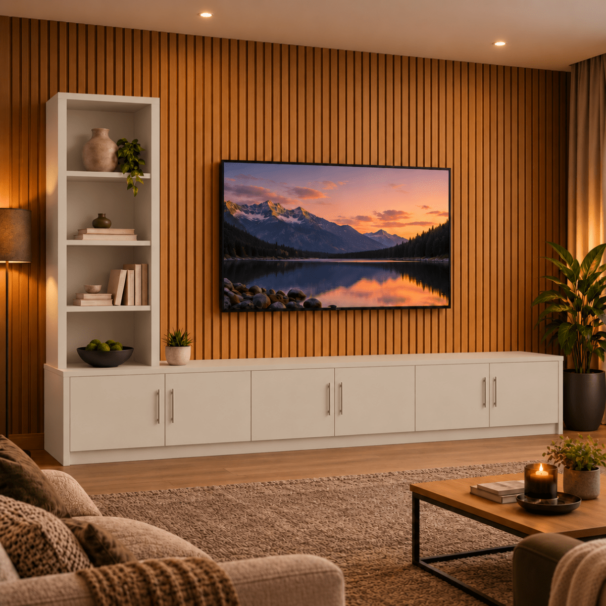 Shire Smooth Media Wall Unit - Left Hand Bookcase 24 - Online Bedrooms
