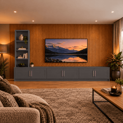 Shire Smooth Media Wall Unit - Left Hand Bookcase 32 - Online Bedrooms