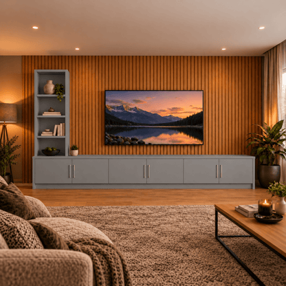 Shire Smooth Media Wall Unit - Left Hand Bookcase 34 - Online Bedrooms