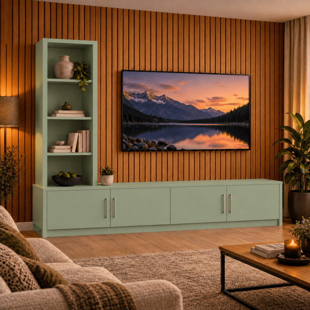 Shire Smooth Media Wall Unit - Left Hand Bookcase 14 - Online Bedrooms
