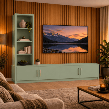 Shire Smooth Media Wall Unit - Left Hand Bookcase 14 - Online Bedrooms