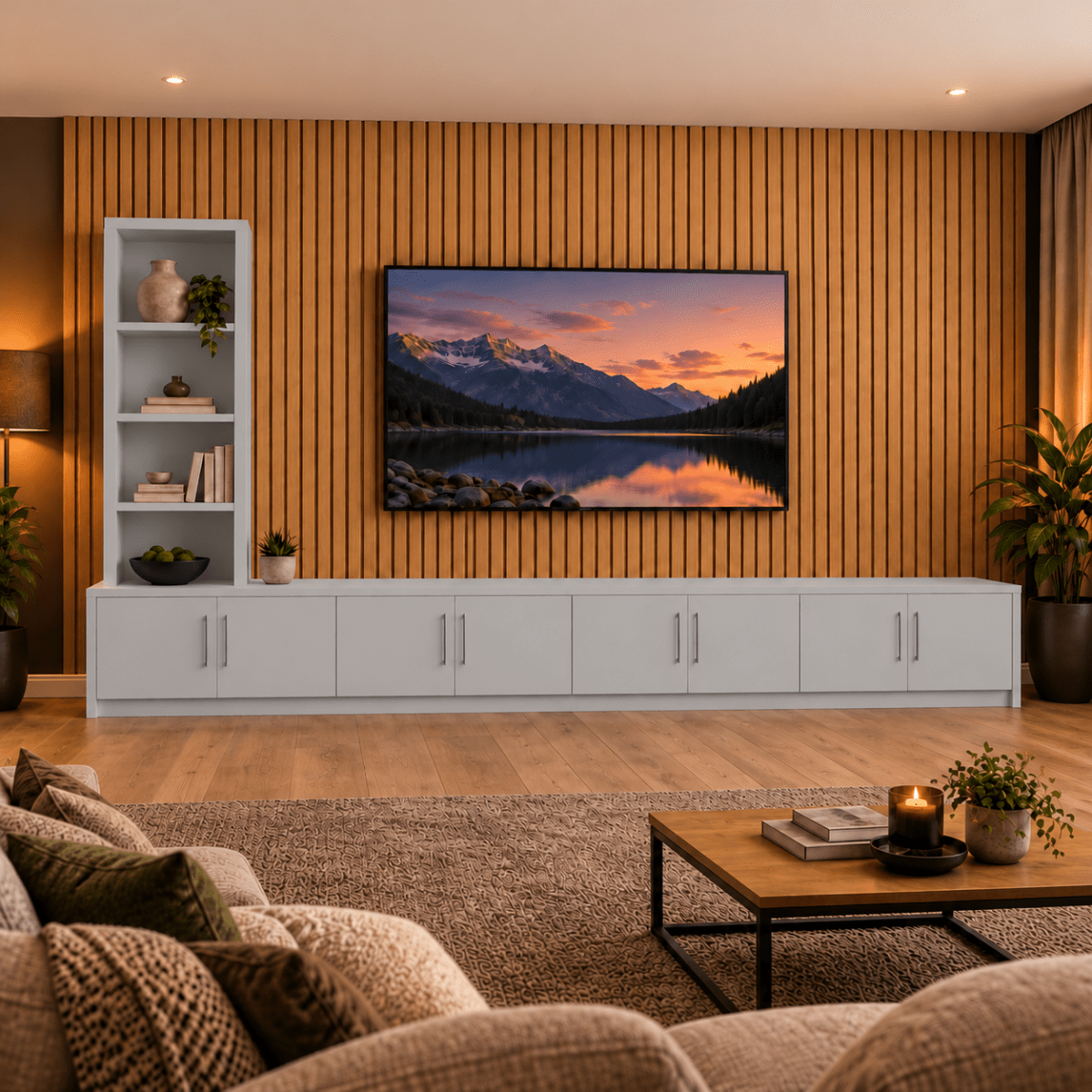 Shire Smooth Media Wall Unit - Left Hand Bookcase 54 - Online Bedrooms
