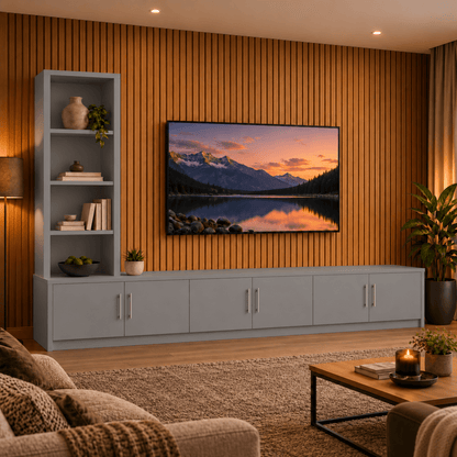 Shire Smooth Media Wall Unit - Left Hand Bookcase 27 - Online Bedrooms