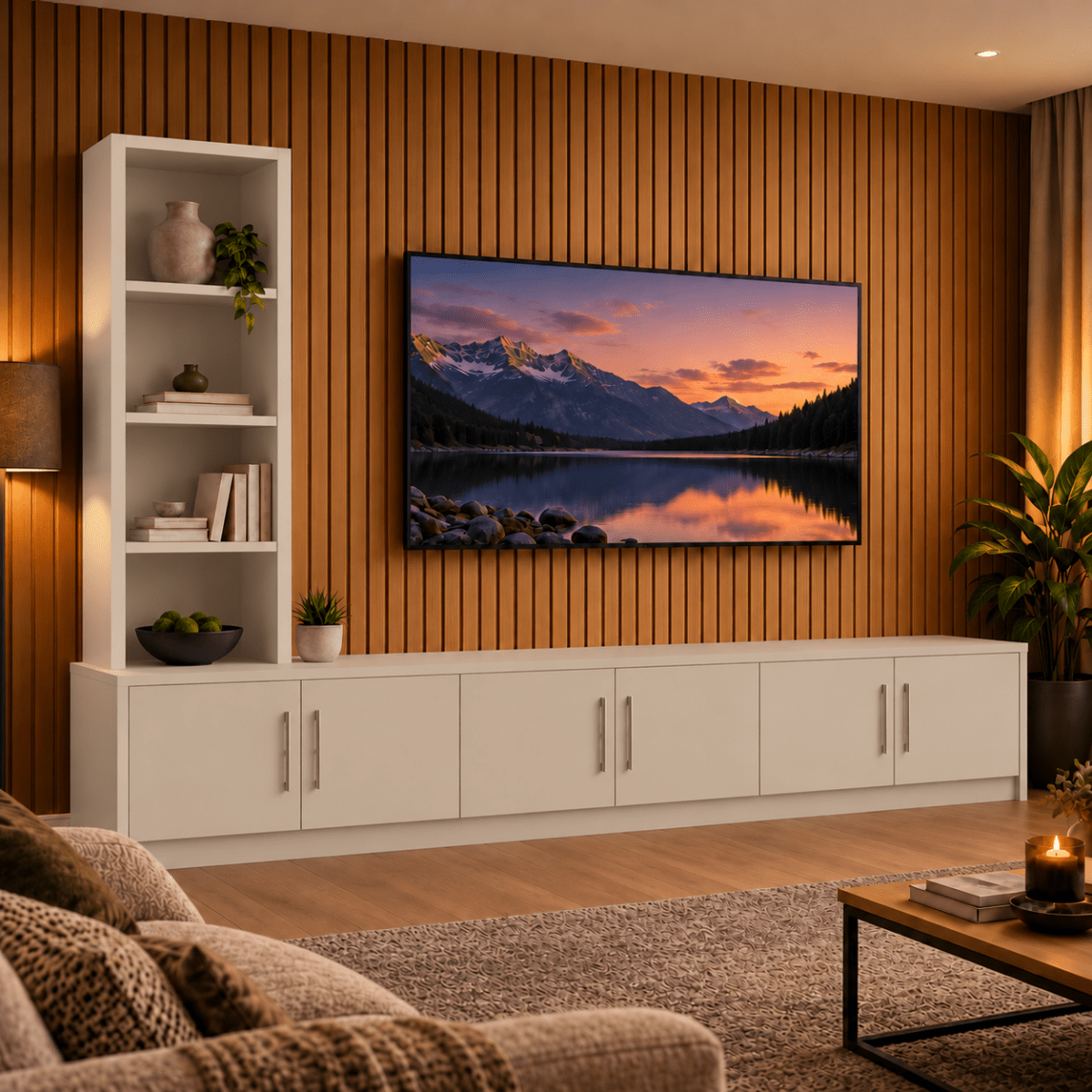Shire Smooth Media Wall Unit - Left Hand Bookcase 17 - Online Bedrooms