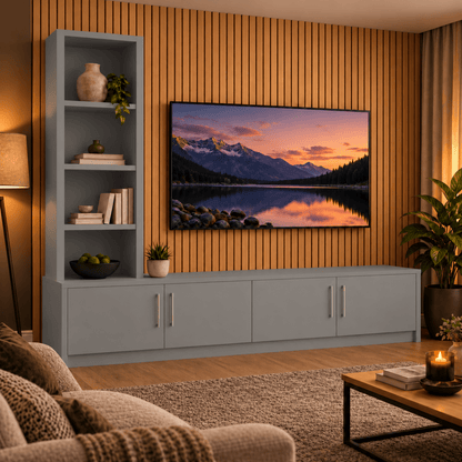 Shire Smooth Media Wall Unit - Left Hand Bookcase 6 - Online Bedrooms