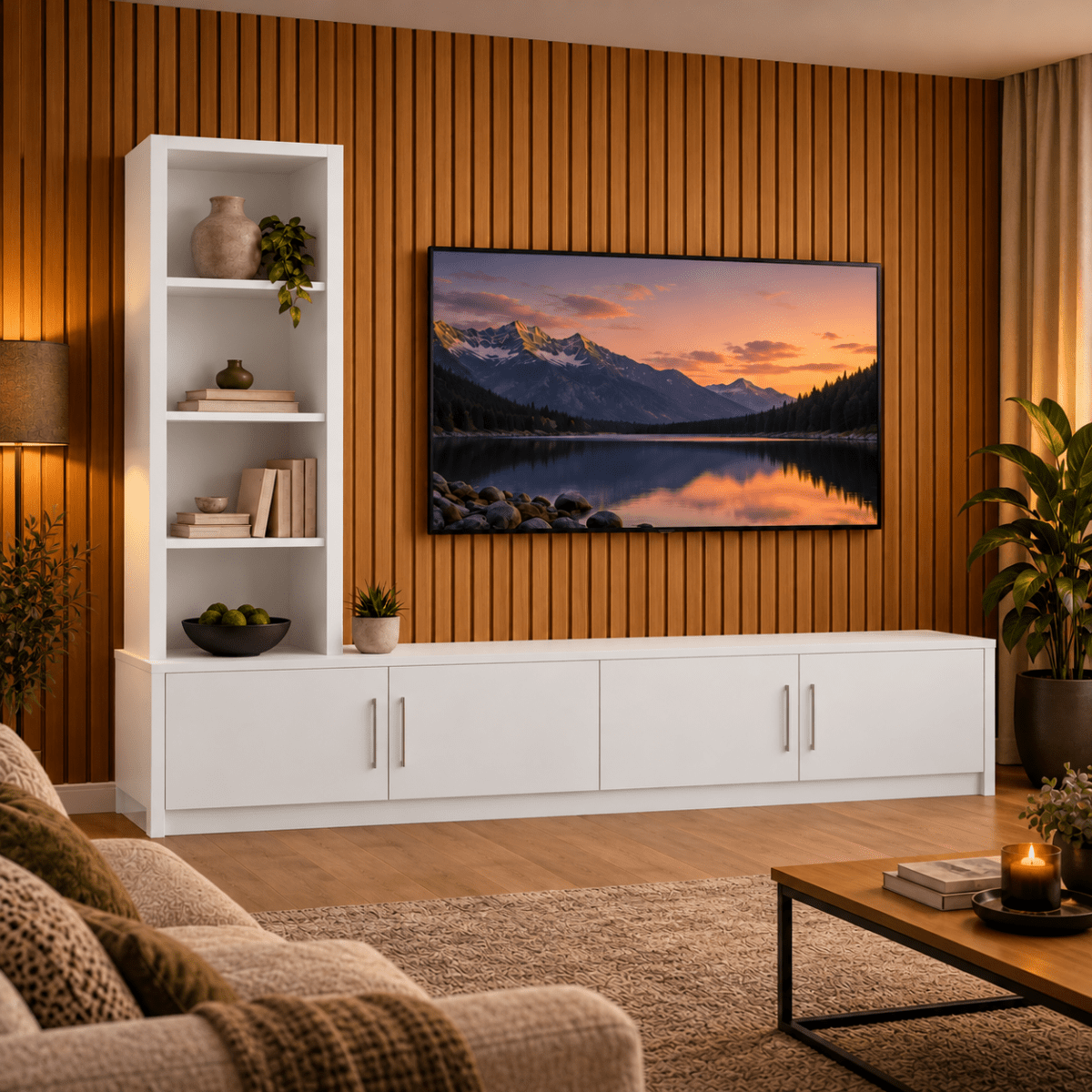 Shire Smooth Media Wall Unit - Left Hand Bookcase 9 - Online Bedrooms