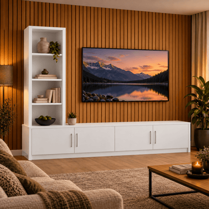 Shire Smooth Media Wall Unit - Left Hand Bookcase 9 - Online Bedrooms