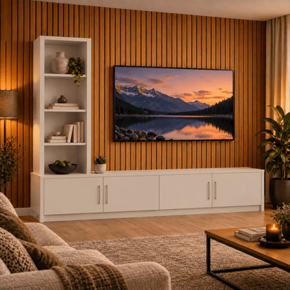 Shire Smooth Media Wall Unit - Left Hand Bookcase 10 - Online Bedrooms