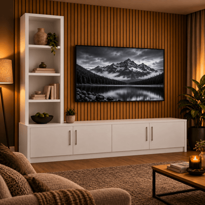 Shire Smooth Media Wall Unit - Left Hand Bookcase 59 - Online Bedrooms