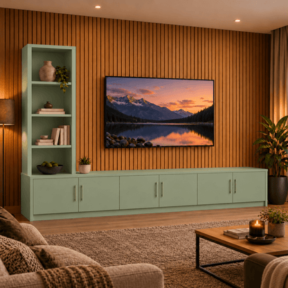 Shire Smooth Media Wall Unit - Left Hand Bookcase 28 - Online Bedrooms