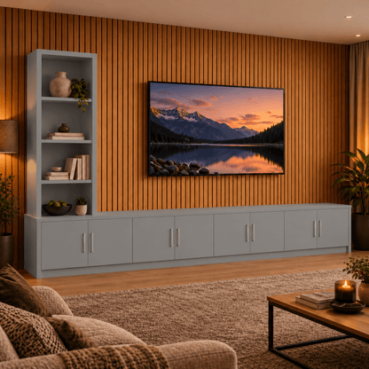 Shire Smooth Media Wall Unit - Left Hand Bookcase 41 - Online Bedrooms