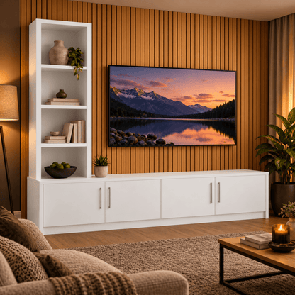 Shire Smooth Media Wall Unit - Left Hand Bookcase 1 - Online Bedrooms