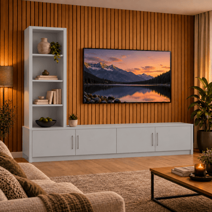 Shire Smooth Media Wall Unit - Left Hand Bookcase 12 - Online Bedrooms
