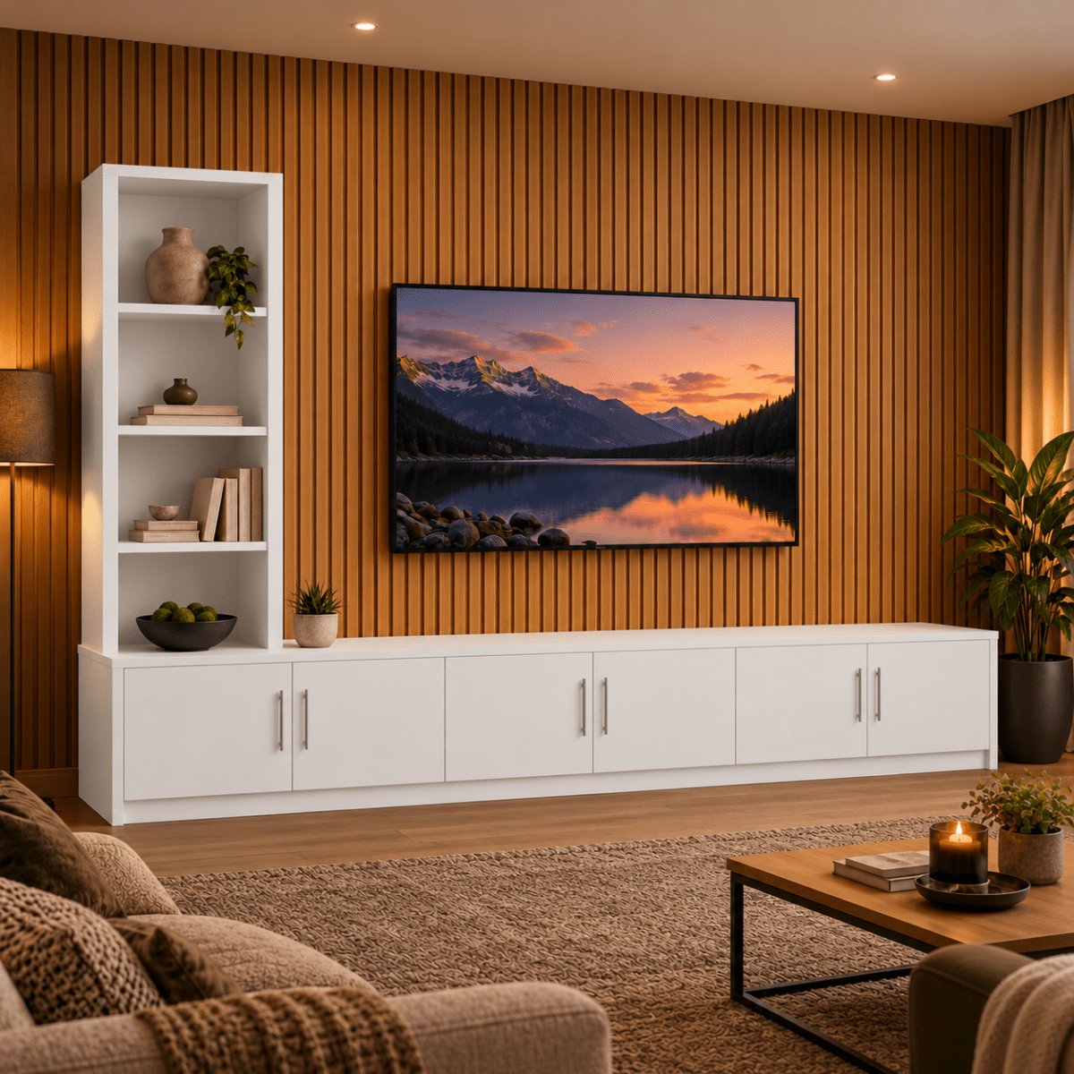 Shire Smooth Media Wall Unit - Left Hand Bookcase 23 - Online Bedrooms