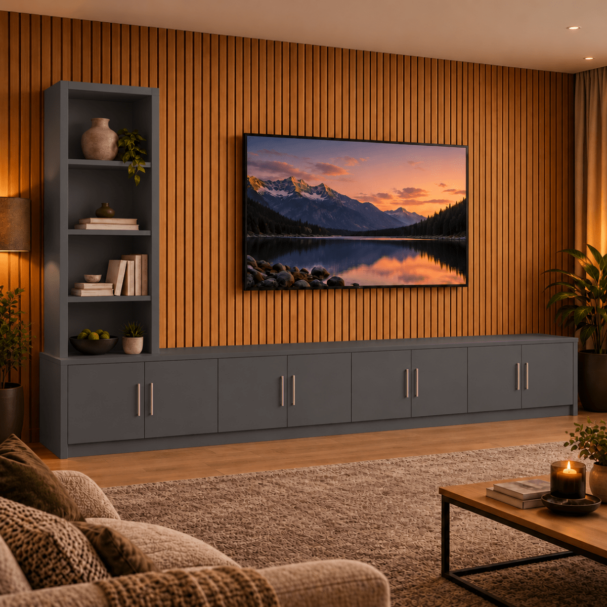 Shire Smooth Media Wall Unit - Left Hand Bookcase 39 - Online Bedrooms
