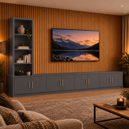 Shire Smooth Media Wall Unit - Left Hand Bookcase 39 - Online Bedrooms